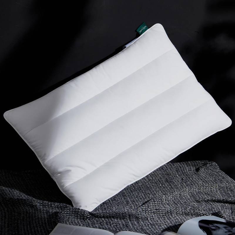 lot 27102 image: Three Geese Luxury Flat Thin Goose Feather Down Pillows Standard Size, 2.5 Height, 100% Cotton Cover, Medium Firm Hotel Collection Ultra Slim Thin Bed Pillows, Machine Washable, 18 x 26 Inches - Retail $38