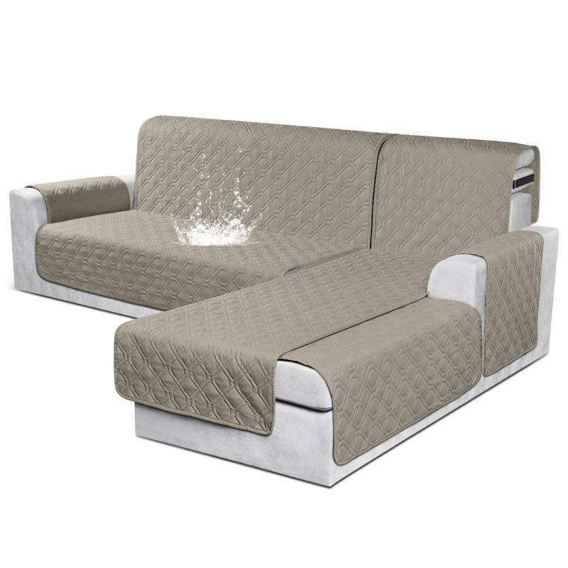 lot 27105 image: Sectional Couch Covers 100% Waterproof L Shaped Sofa Slipcover 3pcs Reversible Chaise Lounge Cover for Sectional Sofa Furniture Protector Cover for Pets Cat Dog(Small, Khaki) - Retail $74