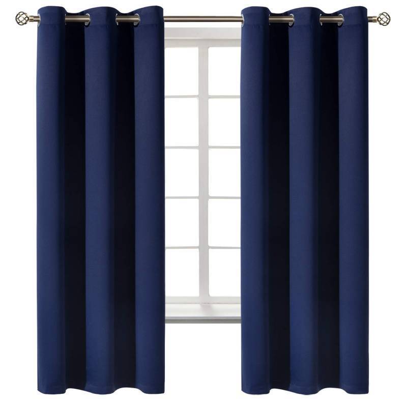 lot 27108 image: Blackout Curtains for Bedroom 63 Inches Long - Navy Blue Room Darkening Thermal Insulated Sunlight Blocking Grommet Window Drapes for Kids Boys Room, Set of 2 Panels, 42 x 63 Inch - Retail $14