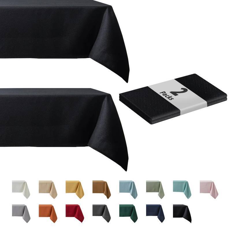 lot 27111 image: 2 Pack 60 x 84 Inch Navy Blue Textured Rectangle Tablecloth Water Resistant Wrinkle Free Spillproof, Soft Jacquard Table Cloth for Banquet Parties Holiday Dinner, for Indoor and Outdoor Use - Retail $44