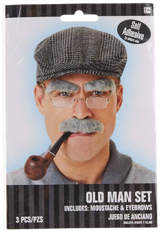 lot 56281 image: Old Man Set - Authentic Synthetic Gray Hair & Accessories (1 Pack) - Realistic, Comfortable & Durable - Perfect For Costumes, Parties & Themed Events - Retail $8