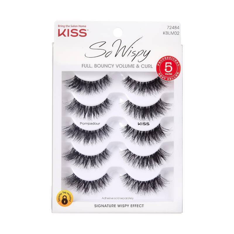 lot 56855 image: KISS So Wispy, False Eyelashes, Pompadour, 16mm, Includes 5 Pairs Of Lashes, Easy to Apply, Reusable Lash Clusters - Retail $9