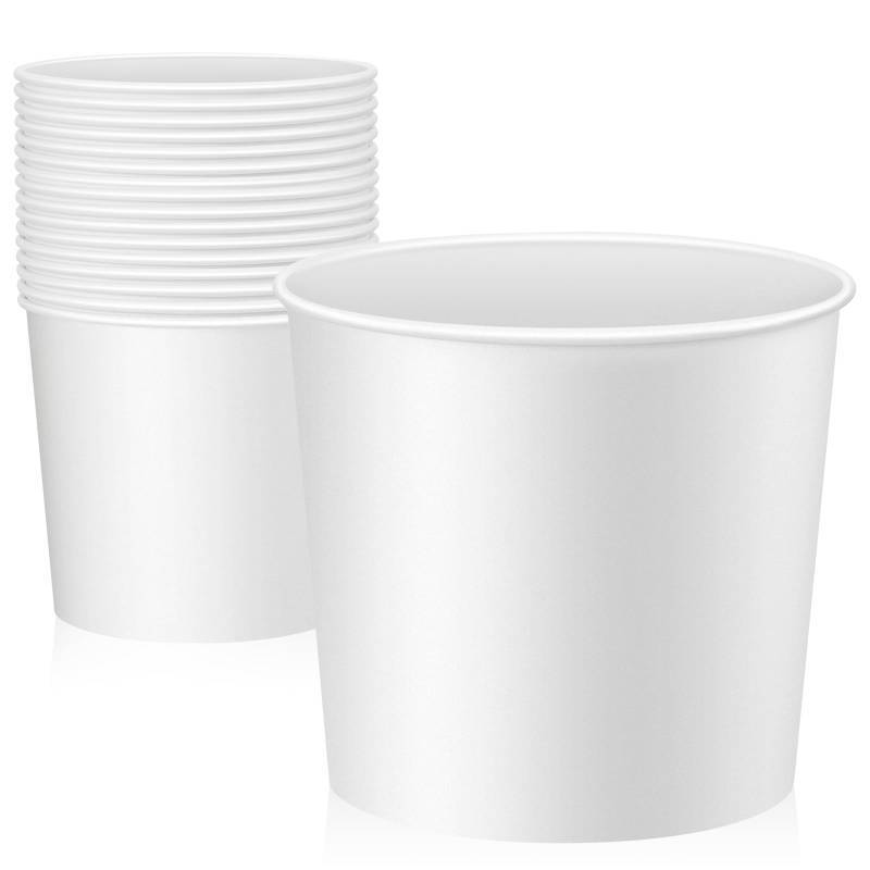lot 57035 image: 15 Pack 85 oz Paper Bucket Cardboard Food Bucket Bulk Disposable Food Container for Birthday Party, Wedding, Baby Shower, Event Gather Party Supplies (White) - Retail $25