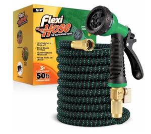 lot 46102 image: Flexi Hose 50ft Expandable Garden Hose with Spray Nozzle - Retail $25