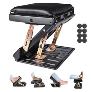lot 46105 image: Foot Rest for Under Desk at Work 4-Level Height Adjustable, Ergonomic Foldable Footrest for Office, Gaming, Computer, Soft & Removable Pad Desk Foot Stool Suitable. CUSHION DENTED. - Retail $46