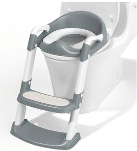 lot 46113 image: Potty Training Toilet with Step Stool Ladder, Toddler Kids Potty Training Seat for Boys Girls, Foldable Anti-Slip Toilet Toddler Seat Splash Guard Soft Cushion Safety Handles - Retail $36