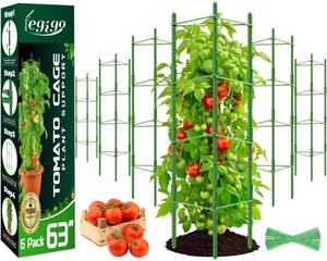 lot 46114 image: 6-Pack Tomato Cage for Garden Plant Support- Up to 63inch Garden Stakes Tomato Cage, Tomato Trellis for Potted Plants, Tomato Cages Plant Stakes for Climbing Vegetables Plants Flowers - Retail $40