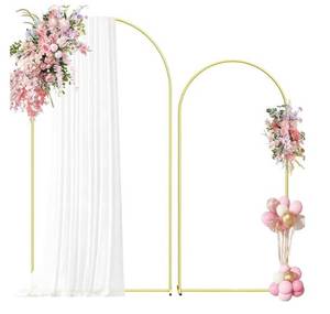 lot 46124 image: Metal Arch Backdrop Stand 7.2FT6FT Wedding Arch Backdrop Stand Set of 2 Gold Backdrop Arch Stand Wedding Arch Frame for Wedding Ceremony Birthday Party Decoration Arbors of Metal - Retail $40
