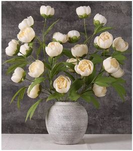 lot 46130 image: 6 Pcs 27 Faux Silk Artificial Peony Flowers, Fake Peony Branches for Vase DIY Bouquet Centerpieces Wedding Shower Decorations - Retail $29