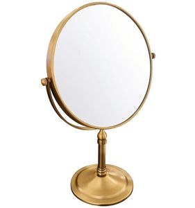 lot 46142 image: Antique Brass Makeup Mirror 1X10X Free Standing 8 Inches 360 Swivel Dual-Sided Tabletop Makeup Mirror, Metal - Retail $38