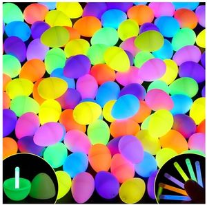 lot 46143 image: 72 Pcs Easter Eggs with 72 Mini Glow Sticks for Kids Glow-In-The-Dark Basket Stuffers Fillers Gift, Easter Egg Hunt Game Party Favors Decorations Supplies, Classroom Prizes - Retail $40