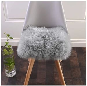 lot 46155 image: Softlife Grey Faux Fur Sheepskin Chair Cover 2 PCs  - Retail $22