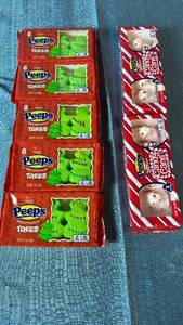 lot 2023 image: Peeps Marshmallow Trees and Candy Canes Holiday Candy Bundle