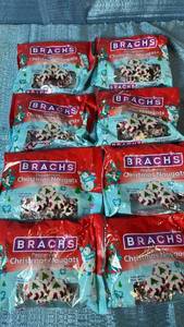 lot 2100 image: Brachs Peppermint Christmas Nougats Candy 8 Bags.