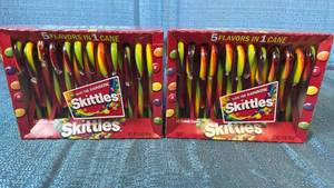 lot 2136 image: Skittles 5 Flavors in 1 Cane Holiday Candy Canes - 12 Count Box Qty 2