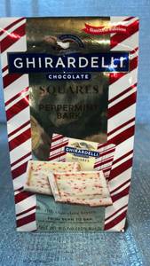 lot 2145 image: Ghirardelli Chocolate Squares Peppermint Bark 12 Count