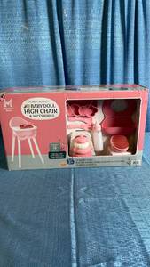 lot 3004 image: Baby Doll High Chair and Accessories Set