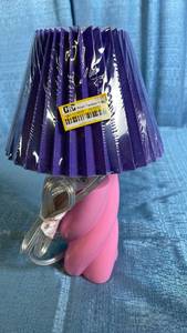 lot 3088 image: Twisted Mini Lamp with Purple Pleated Shade