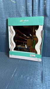 lot 8075 image: Pillowfort Decorative Mirror with White Wave Frame