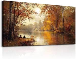 lot 5520 image: $140 FUHAIHUA Canvas Wall Art - Saffron Yellow Tree 20x40