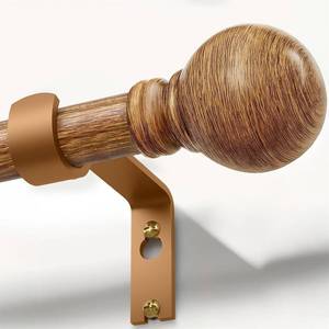 lot 5527 image: Boho Wood Curtain Rods 66 120 in, 1 Dia, Adjustable with Brackets