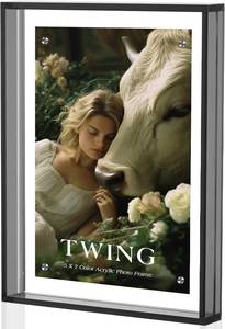 lot 5563 image: TWING 5x7 Acrylic Picture Frame, Self-Standing, Magnetic, Grey