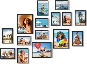 lot 5564 image: DUENPY 15-Pack Picture Frames Collage Wall Decor, Black Frames