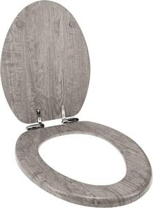 lot 5574 image: $65 HomeSolutions Distressed Grey Wood Elongated Vaneer Toilet Seat
