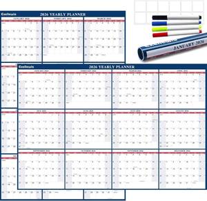 lot 5586 image: 2 pack 2026 Wall Calendar 32x48 WetDry Erase 2-Sided Reversible Jan-Dec