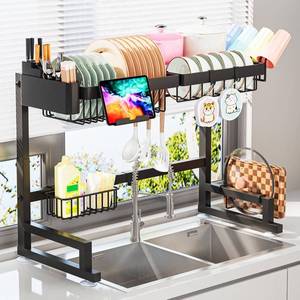 lot 5589 image: ADBIU Over-The-Sink Dish Drying Rack, 2-Tier, Snap-On, Expandable