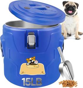 lot 5604 image: $76 Newget 15lb Dog Food Storage Container, Stainless Steel Airtight