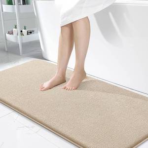 lot 5607 image: OLANLY Thick Memory Foam Bath Runner Rug 60x24, Non-Slip, Beige
