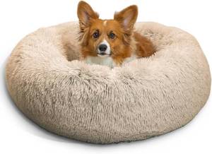 lot 5613 image: Best Friends by Sheri Donut Dog Bed for Medium Dogs  45 lbs, Taupe