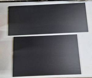 lot 5621 image: Frameless Wood Signs 6x24 x9.5  and 6x19 x11.5 , Wall-Mount Black