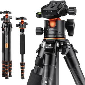 lot 5634 image: $130 K&F CONCEPT 62 Carbon Fiber Tripod with 360  Ball Head, 15kg