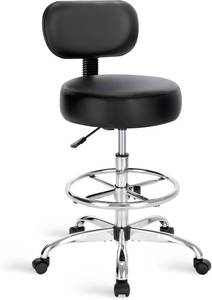 lot 5665 image: $75 SUPERJARE Drafting Chair with Back, Adjustable Foot Rest, Black SEE NOT