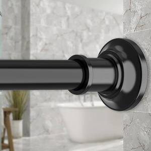 lot 5682 image: Black Tension Curtain Rods, 30 120 in, Telescopic, No Drill