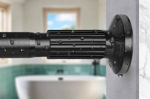lot 5719 image: Tension Shower Curtain Rod 51-86In, No Drill, 1.26 Black