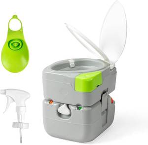 lot 5722 image: $96 VINGLI Portable 5.8 Gal Camping Toilet with Hand Spray, Grey