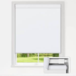 lot 5729 image: $58 LazBlinds No-Drill Blackout Roller Shades, Cordless, 27x48 White
