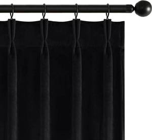 lot 5735 image: $69 MIULEE Black Velvet Pinch Pleated Blackout Curtains 108in 2 Panels