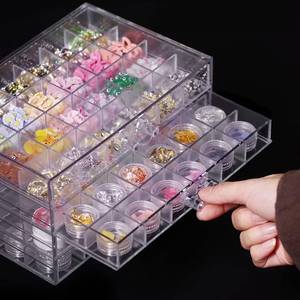 lot 5741 image: Compartment Storage Box 72 Grids Acrylic Organizer with 3 Drawers