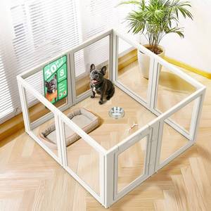 lot 5759 image: $280 FXW AuraSpace Acrylic Indoor Dog Playpen, 30-Inch, 8-Panels White
