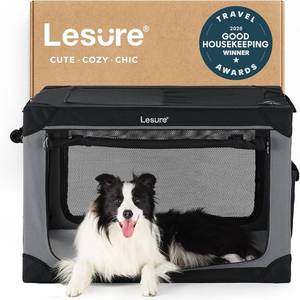 lot 5808 image: $100 Lesure Soft Collapsible Dog Crate - 36-Inch Portable 4-Door Kennel