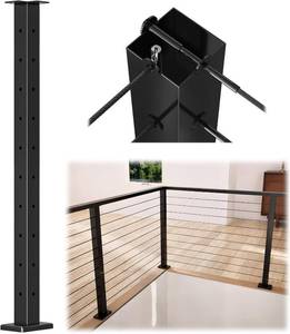 lot 5819 image: $88 Muzata Black Corner Cable Railing Post 36 Inch T-Drilled Kit