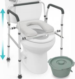 lot 5823 image: $70 Vive Toilet Seat Riser with Handles, Height Adjustable, Gray