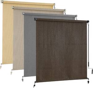 lot 5833 image: $56 AOSKY Outdoor Roller Shades, Cordless Patio Blinds, 36w x72h Mocha