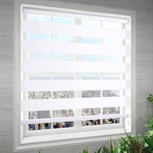 lot 5835 image: $54 Zebra Dual Layer Roller Shades Day & Night, White 17.7W x 72H(2PC)