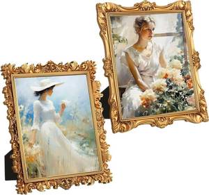 lot 5856 image: Chunful 2 Pcs Gold Picture Frames - Vintage Ornate Resin, 8x10