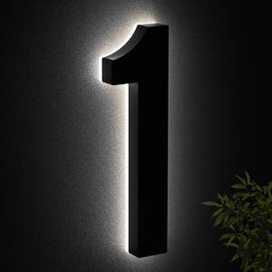lot 5859 image: 9 Inch LED Illuminated House Numbers - Backlit, Stainless Steel